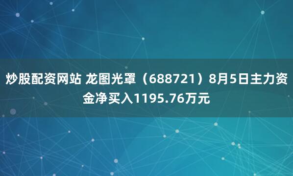 炒股配资网站 龙图光罩（688721）8月5日主力资金净买入1195.76万元