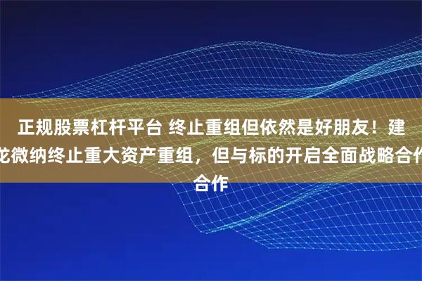 正规股票杠杆平台 终止重组但依然是好朋友！建龙微纳终止重大资产重组，但与标的开启全面战略合作